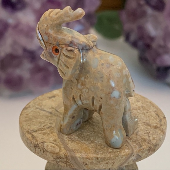 Steatite ELEPHANT Soapstone Figurine MINI Carved Crystal Animal Stone Pet 1.5” - Picture 9 of 13